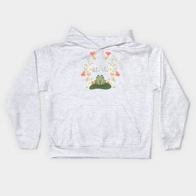 Positive vibes frog Kids Hoodie by Doodlehive 